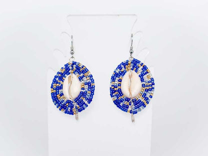 Beaded Shield Earrings - Royal Blue Collection