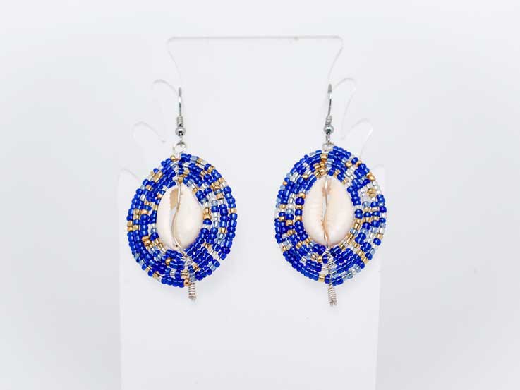 Beaded Shield Earrings - Royal Blue Collection