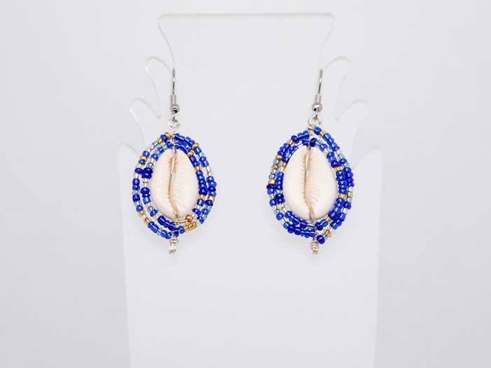 Beaded Shield Earrings - Royal Blue Collection
