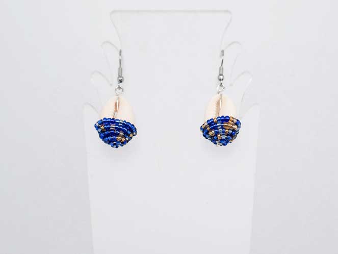 Beaded Shield Earrings - Royal Blue Collection