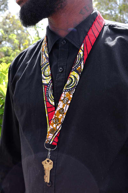 Red Yellow Gold Ankara - Lanyard