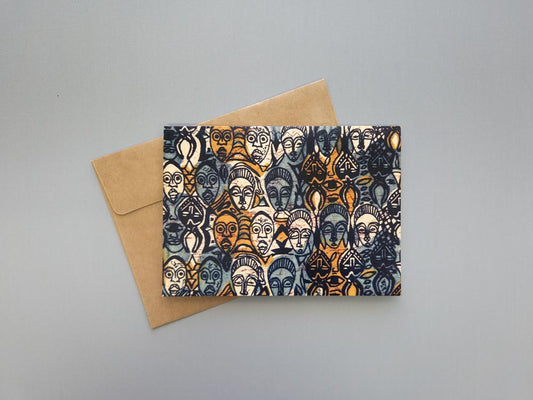 Mask Wax Print Greeting Card