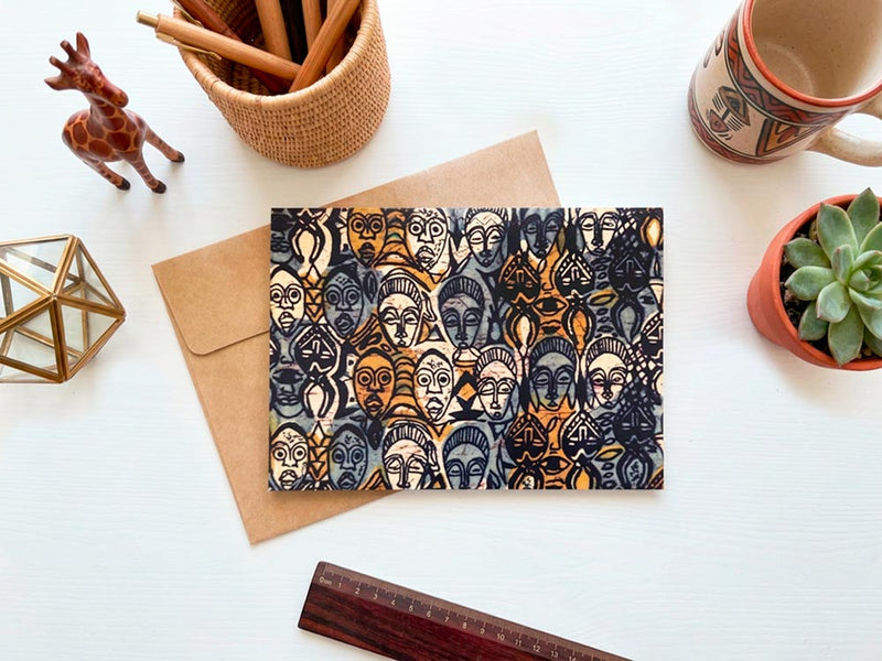 Mask Wax Print Greeting Card