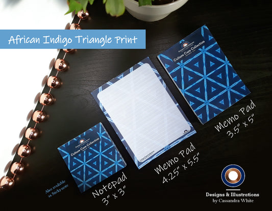 African Indigo Triangle Print - Notepads & Memo Pads