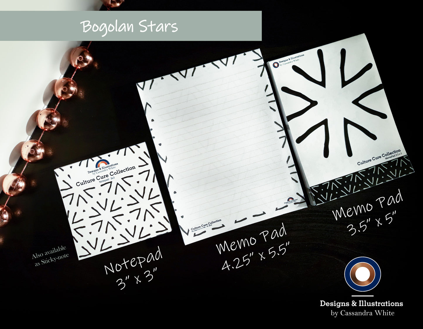 Bogolan Stars - Notepads & Memo Pads