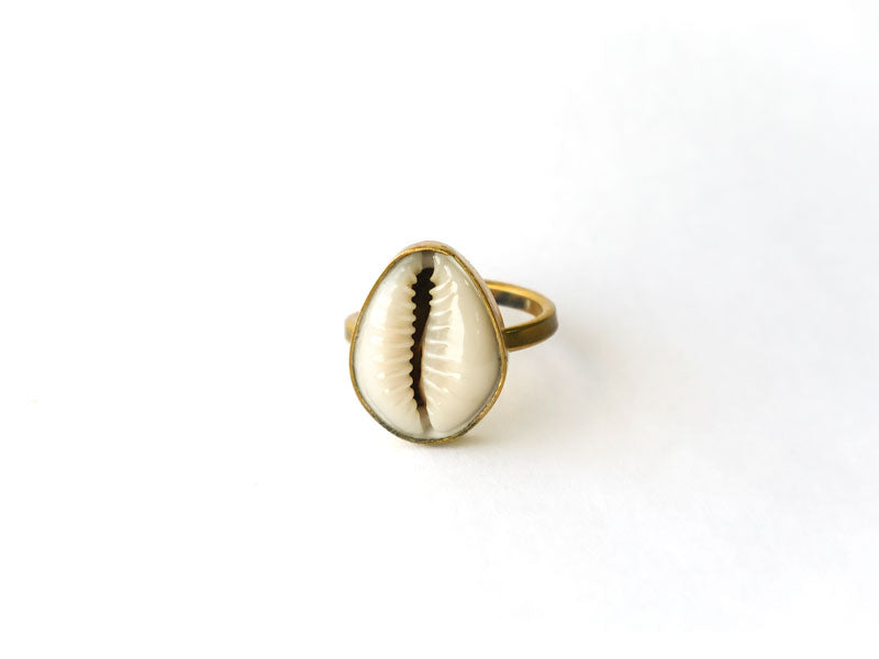 Cowrie Shell Brass Ring