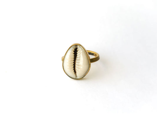Cowrie Shell Brass Ring