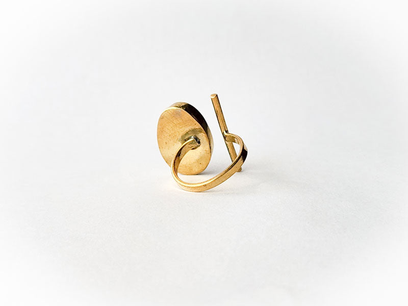 Abstract Cowrie Shell Brass Ring