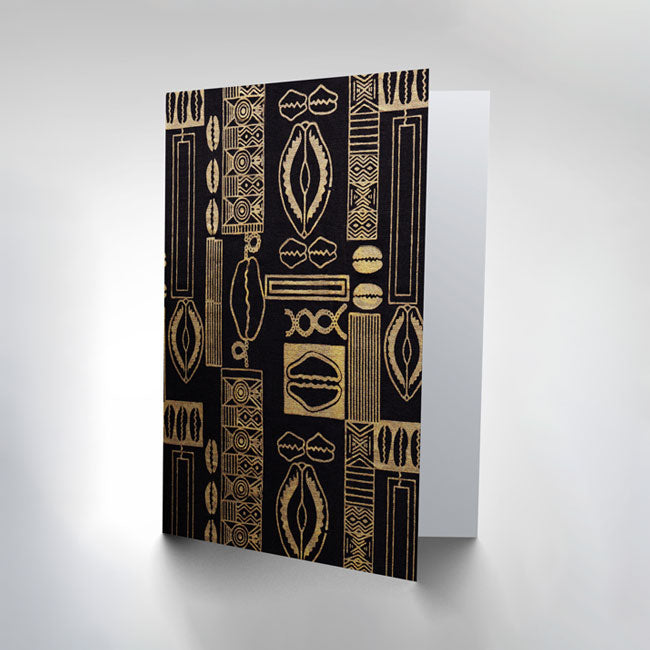 Black & Gold Cowrie Shell African Wax Print Card