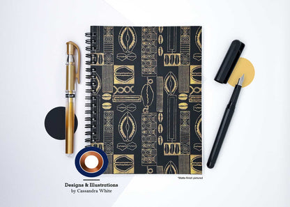 Black & Gold Cowrie Shell - Wire-O Journal